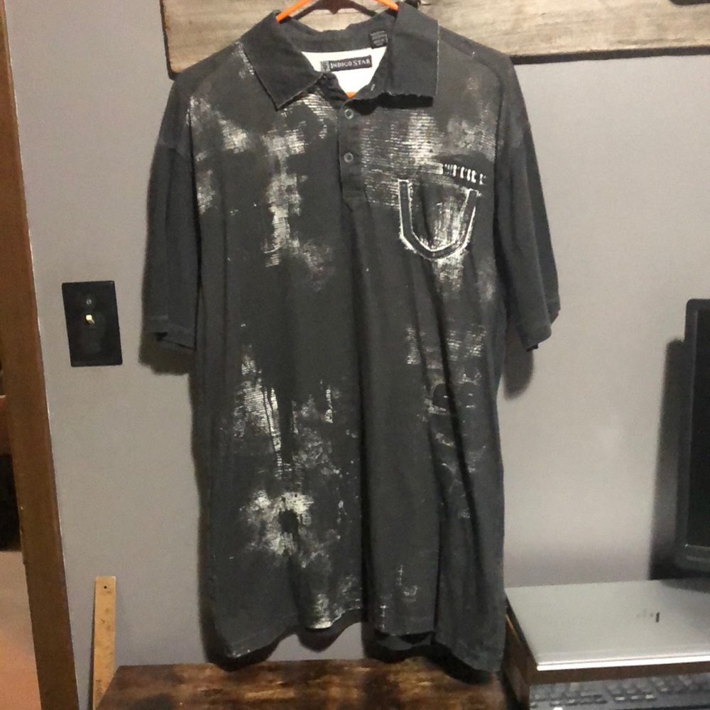 Indigo Star Y2K polo distressed shirt